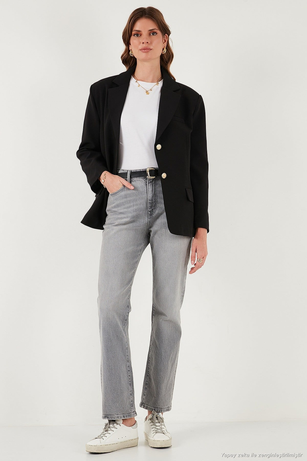 Regular Fit  Yaka Düğmeli Blazer Kadın Ceket 6839562 SİYAH