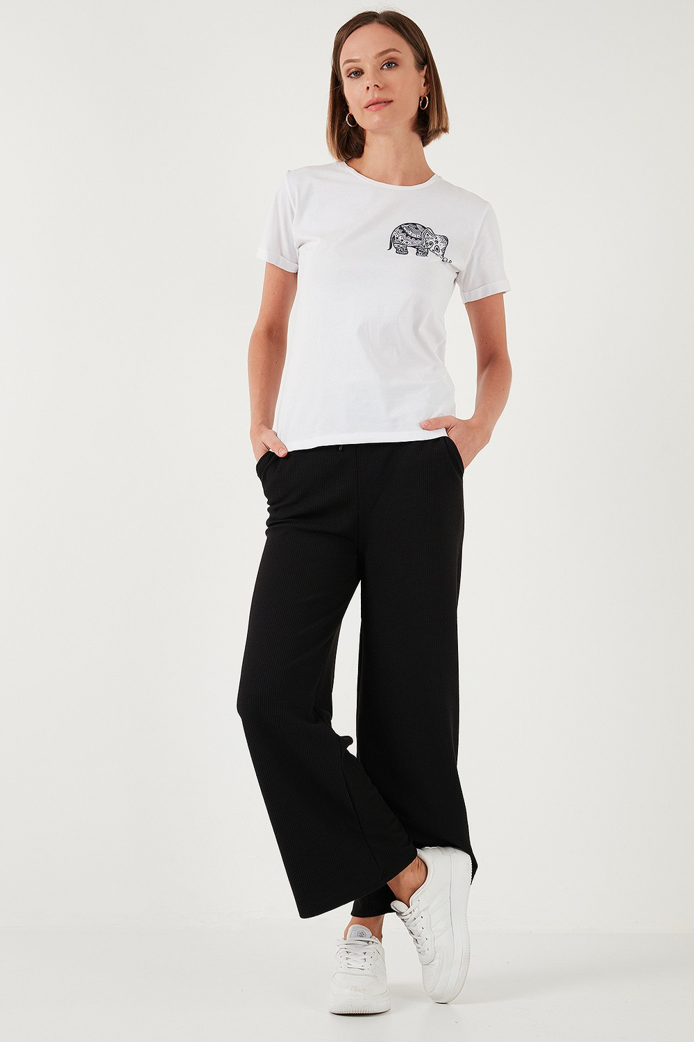 Regular Fit Yüksek Bel Geniş Paça Kadın Pantolon 5865882 SİYAH