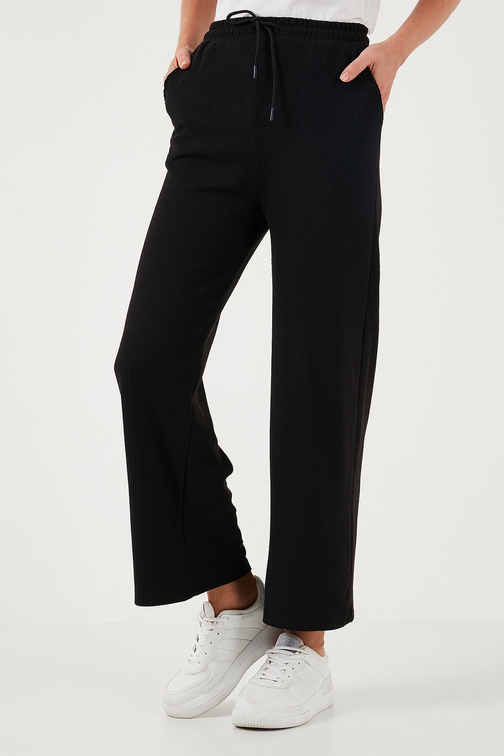 Regular Fit Yüksek Bel Geniş Paça Kadın Pantolon 5865882 SİYAH