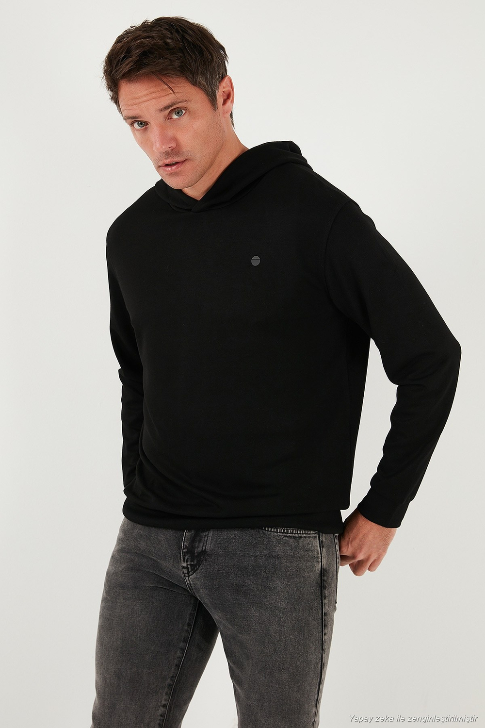 Relaxed Fit Kapüşonlu Yumuşak Dokulu Erkek Sweat 5901063 SİYAH