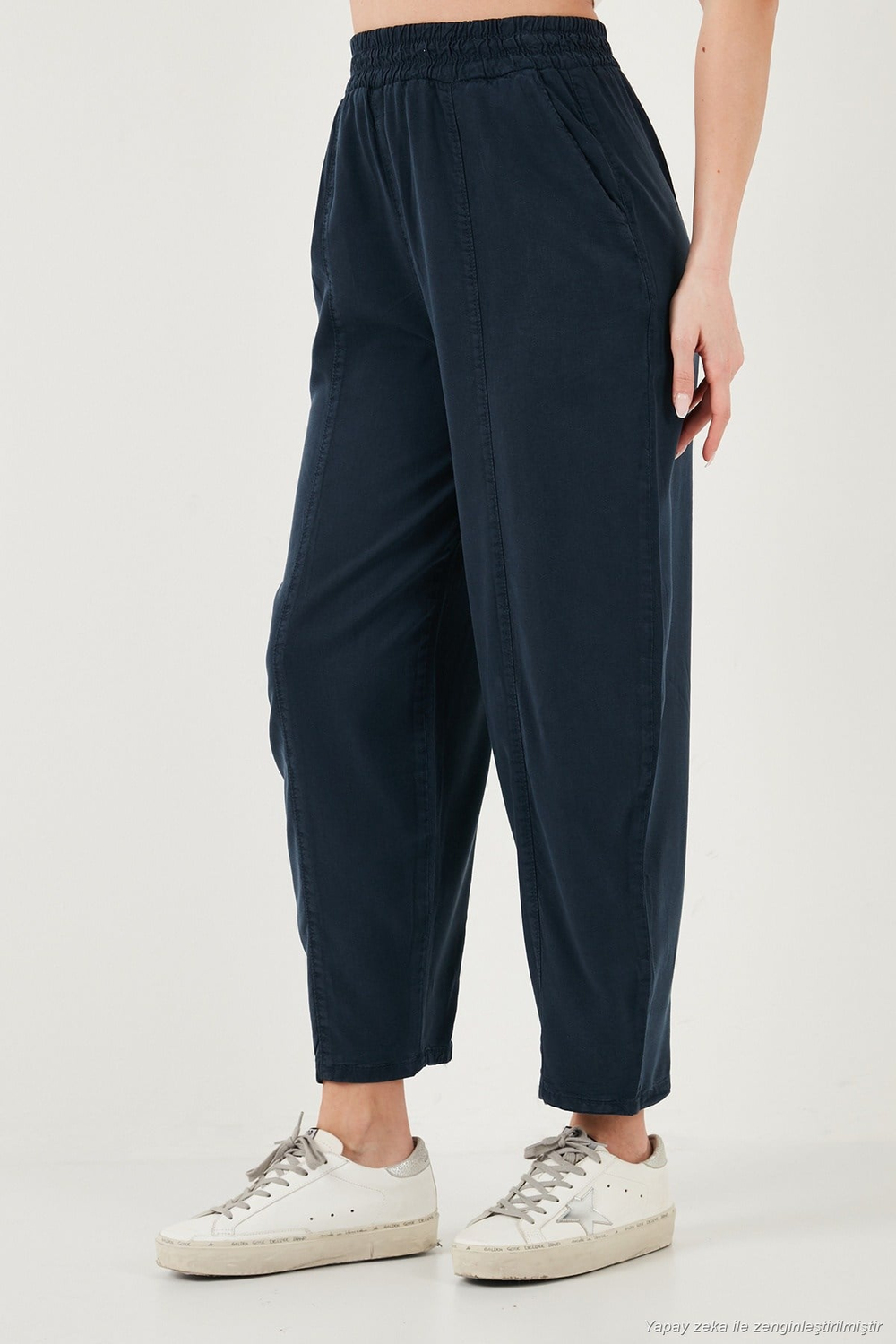 Relaxed Fit Yüksek Bel Daralan Paça Kadın Pantolon 668YP5456 LACİVERT