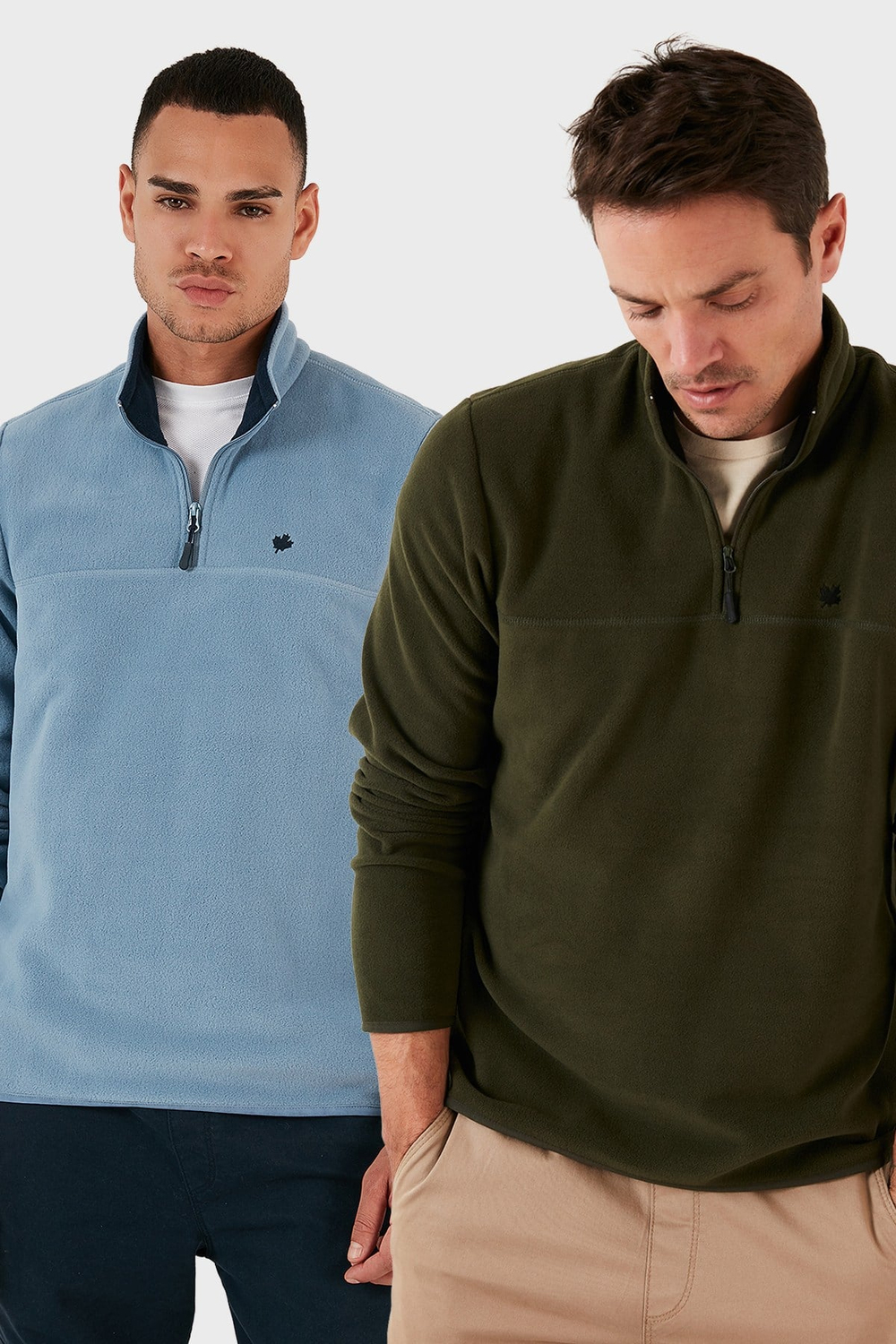 Slim Fit Anti-Pilling Tüylenme Yapmayan Şardonlu Soğuk Geçirmez  2li Paket Erkek Polar 5906001S2 Haki-Açık Mavi