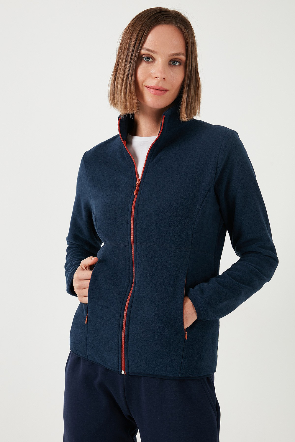 Slim Fit Anti-Pilling Tüylenme Yapmayan Fermuarlı  Polar Kadın Hırka 5907012 LACİVERT