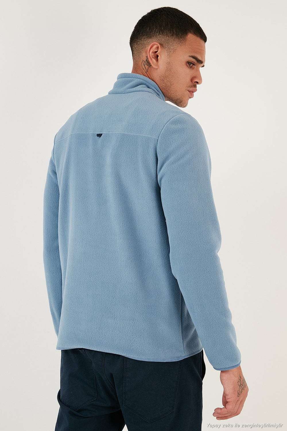 Slim Fit Anti-Pilling Tüylenme Yapmayan Şardonlu Soğuk Geçirmez  2li Paket Erkek Polar 5906001S2 Açık Mavi-Orange