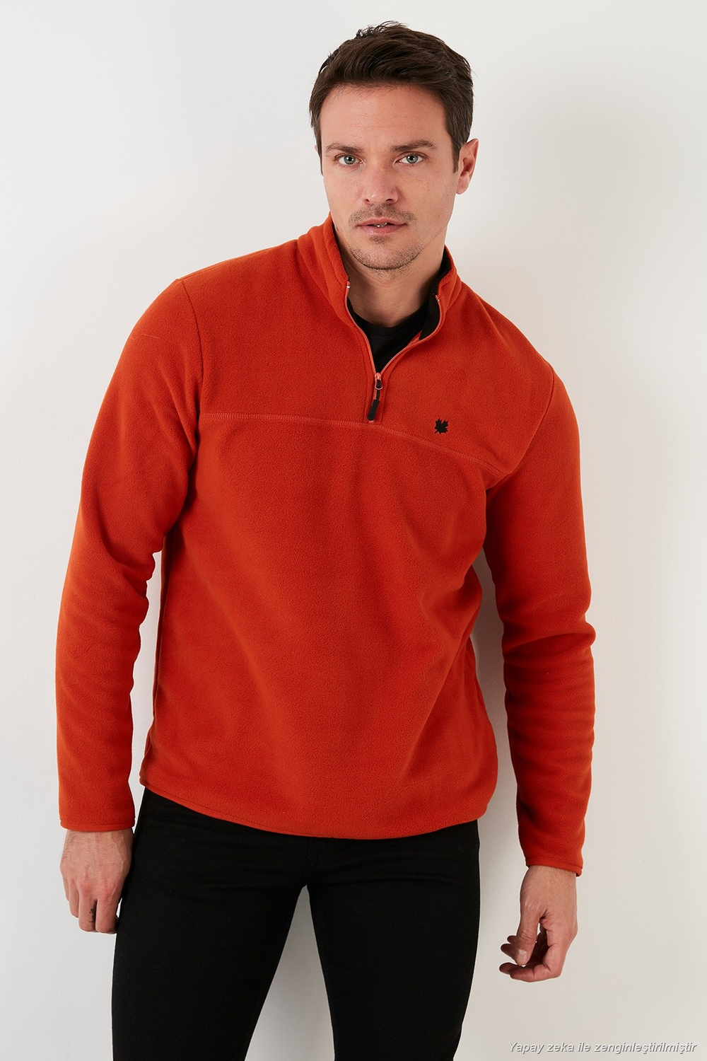 Slim Fit Anti-Pilling Tüylenme Yapmayan Şardonlu Soğuk Geçirmez  2li Paket Erkek Polar 5906001S2 Orange-Lacivert