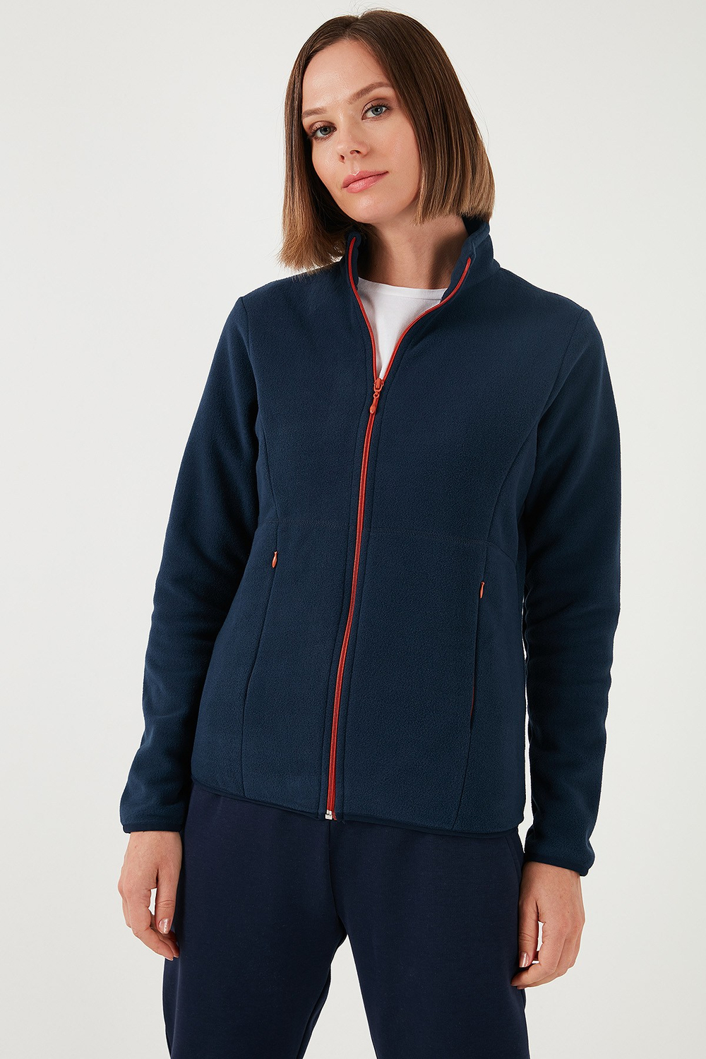 Slim Fit Anti-Pilling Tüylenme Yapmayan Fermuarlı  Polar Kadın Hırka 5907012 LACİVERT