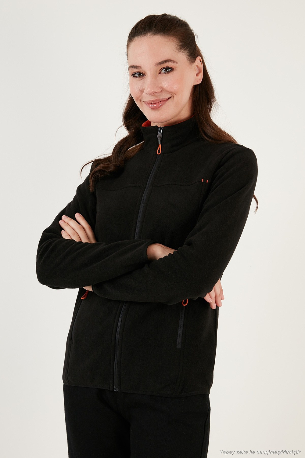 Slim Fit Anti-Pilling Tüylenme Yapmayan Fermuarlı Cepli Hırka 2 li Paket Kadın Polar 5907002S2 LACİVERT-SİYAH