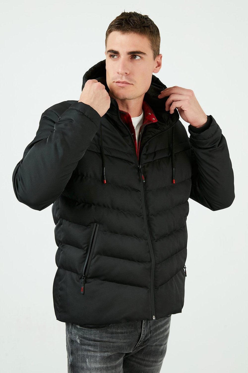 Slim Fit Kapüşonlu Cepli % 100 Pamuk Erkek Mont 5712070 SİYAH-SİYAH