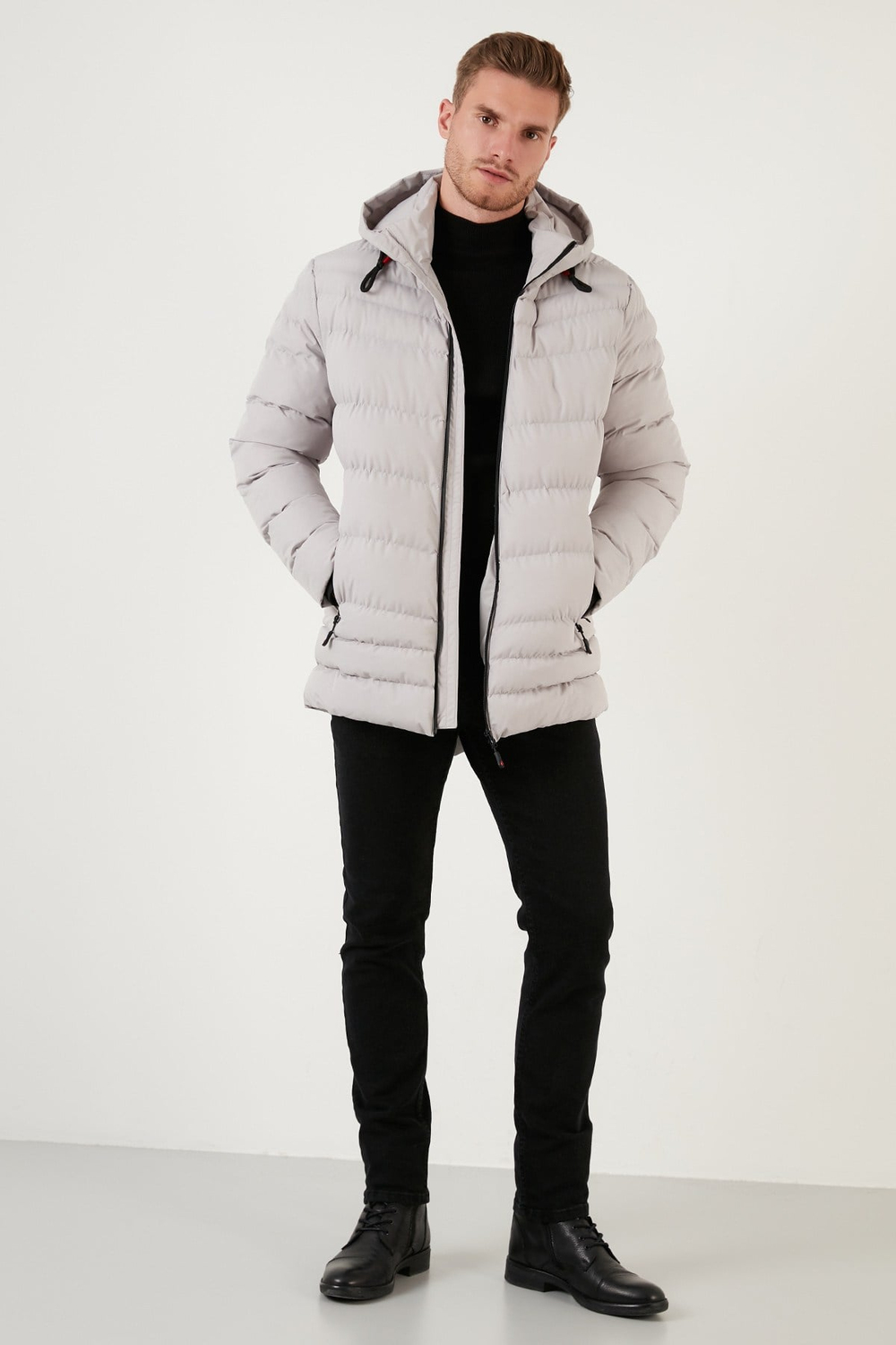 Slim Fit Kapüşonlu Cepli Erkek Mont 6274818 TAŞ