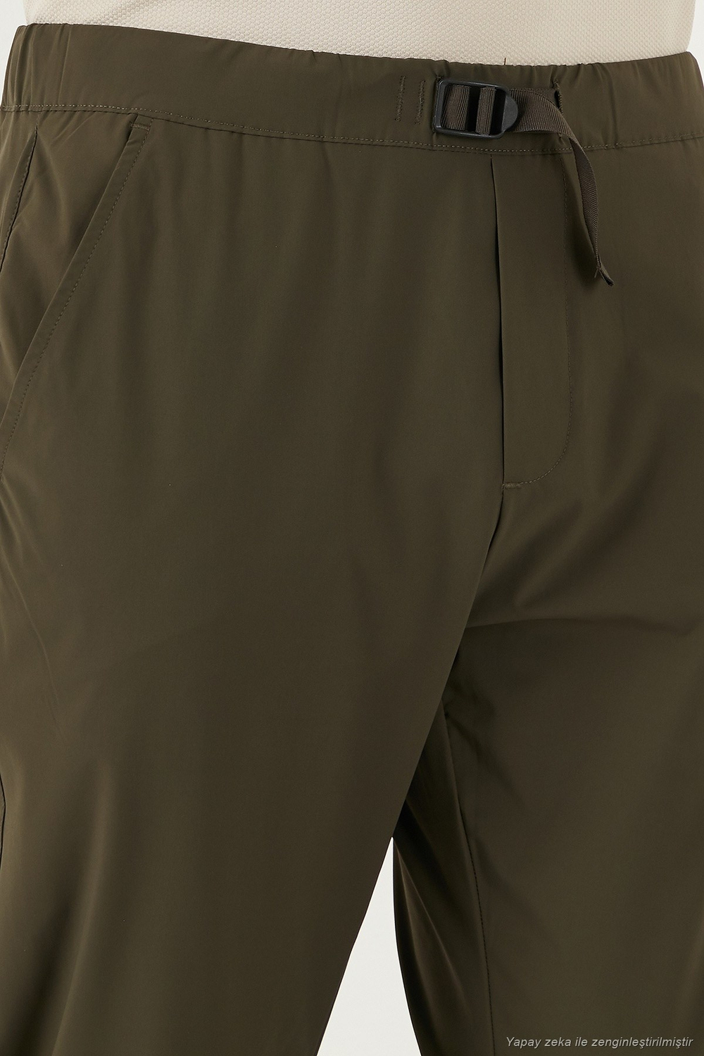 Slim Fit Lastikli Bel Boru Paça Kemer Detaylı Erkek Pantolon 5543S86JMILANO HAKİ