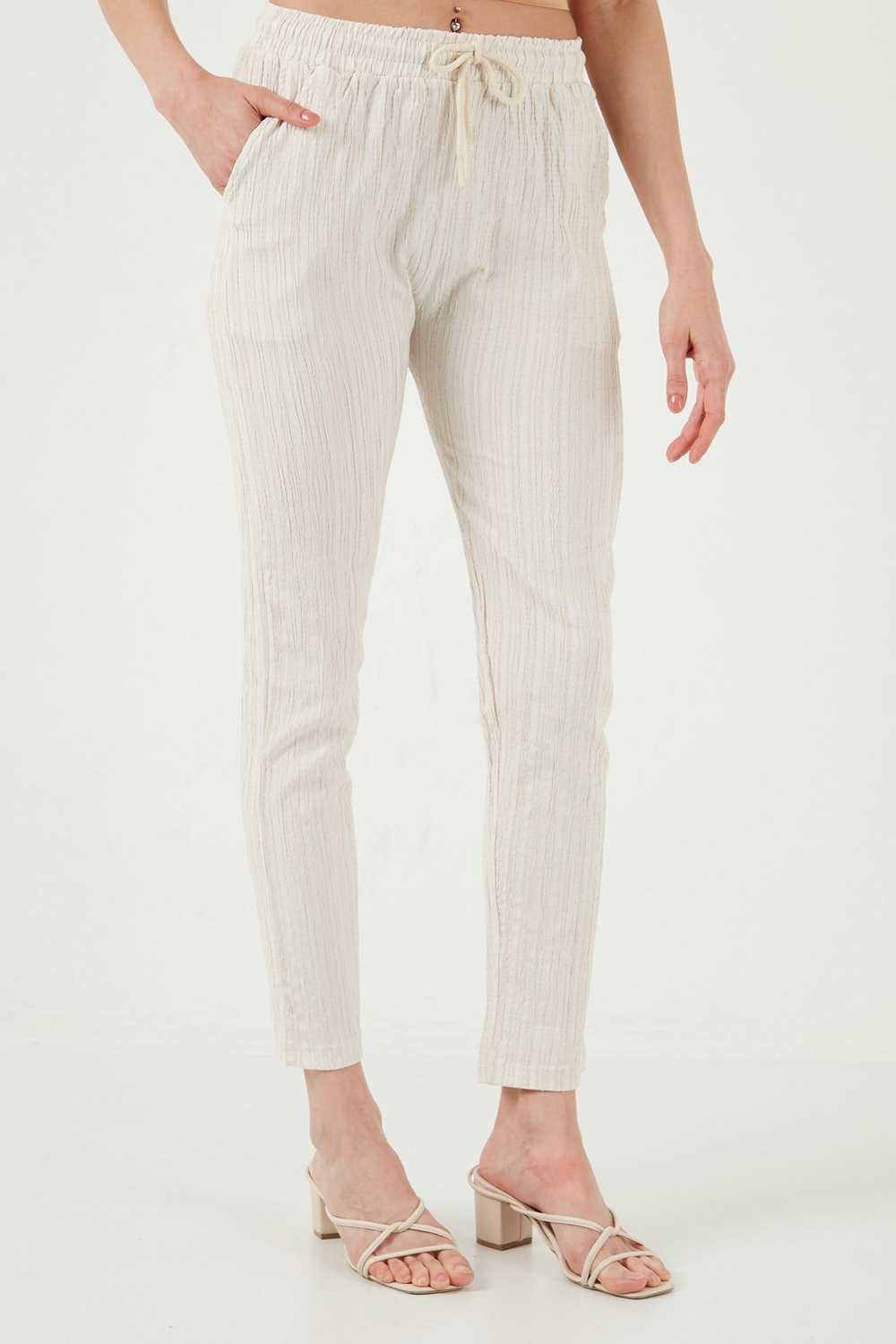 Slim Fit Normal Bel Cepli Kadın Pantolon 5865297 TAŞ