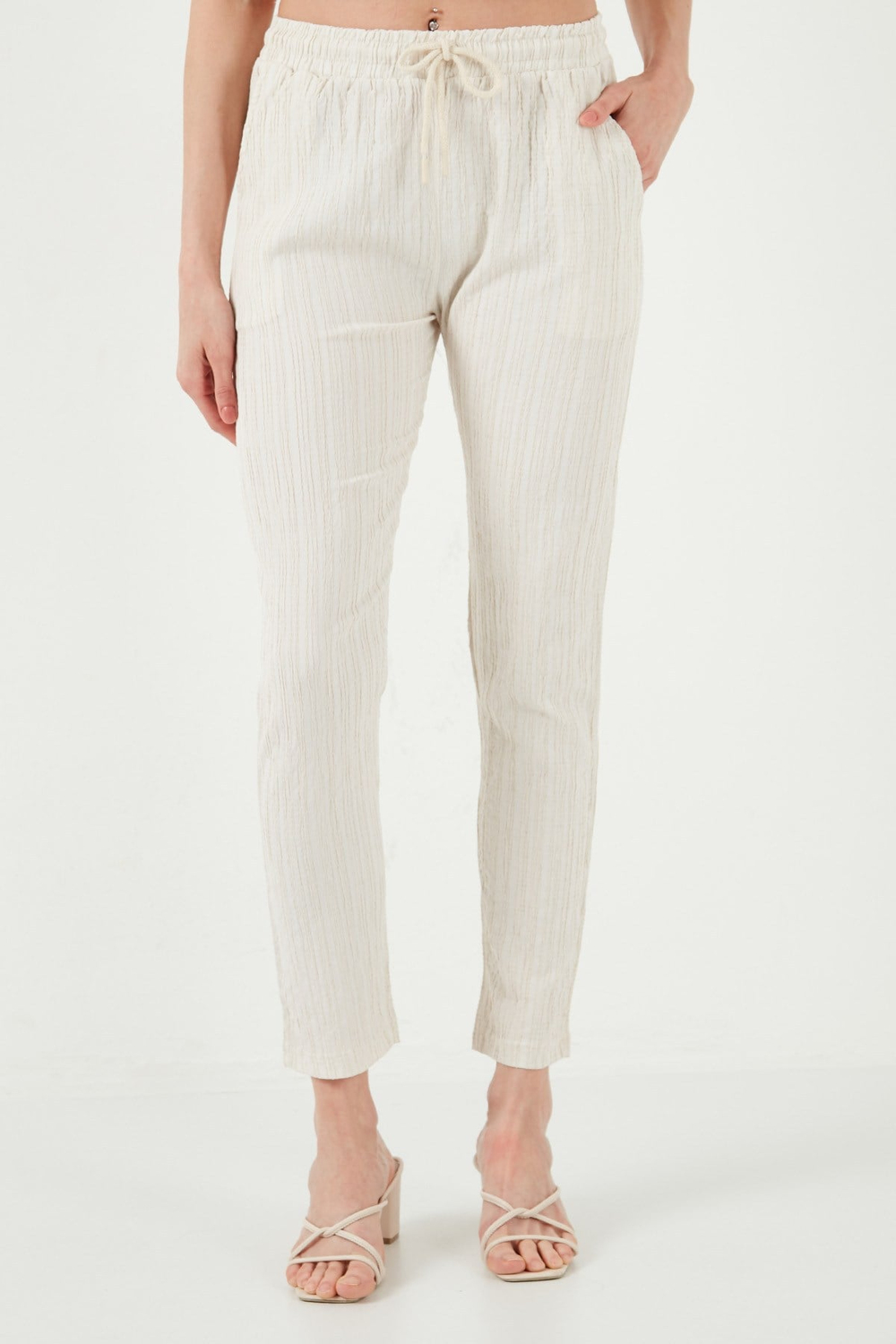 Slim Fit Normal Bel Cepli Kadın Pantolon 5865297 TAŞ