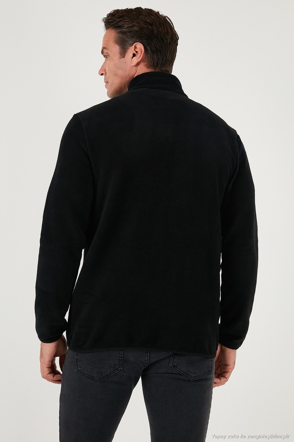 Slim Fit Yarım Fermuarlı Dik Yaka Soğuk Geçirmez 2li Paket Erkek Polar 5906003S2 HAKİ-SİYAH