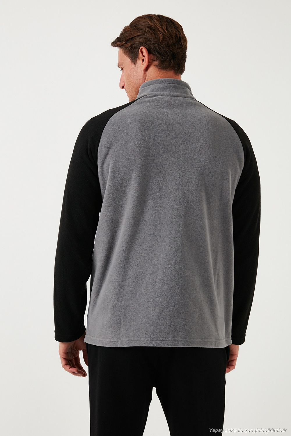 Slim Fit Yarım Fermuarlı Soğuk Geçirmez Şardonlu 2li Paket Erkek Polar 5906055S2 GRİ-HAKİ