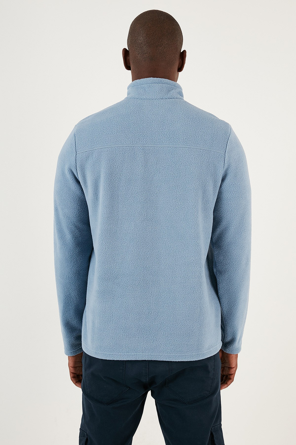Slim Fit Yarım Fermuarlı Yumuşak Dokulu Şardonlu Soğuk Geçirmez Kışlık Erkek Polar 59060011 KOYU MAVİ