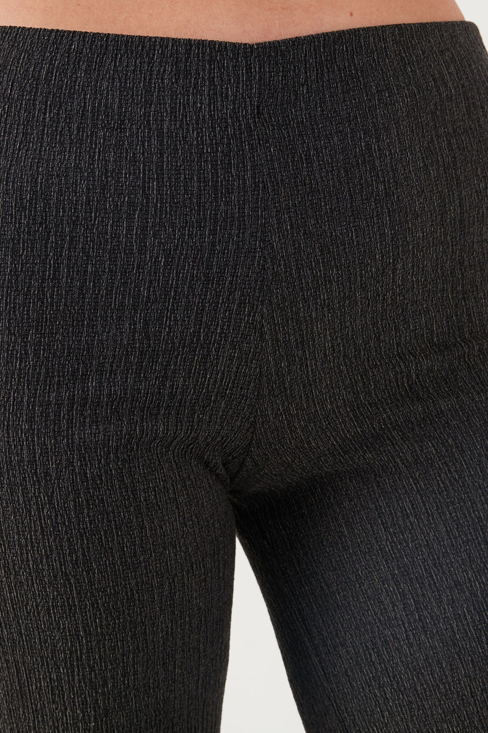 Slim Fit Yüksek Bel Geniş Paça Dokulu Kadın Pantolon 5865944 ANTRASİT