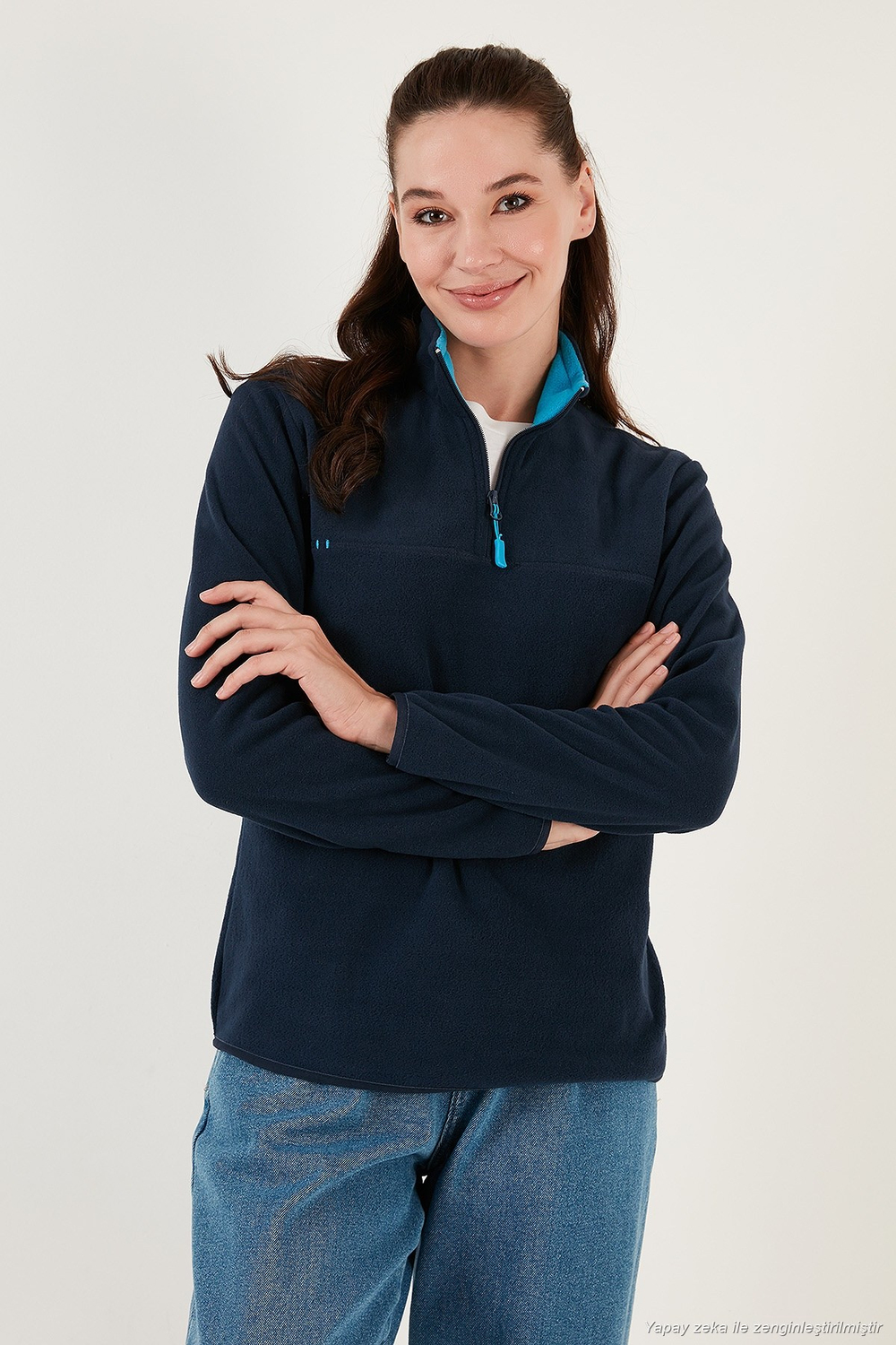 Slim Fit Yumuşak Dokulu Anti-Pilling Tüylenme Yapmayan 2li Paket Kadın Polar 5907000S2 Fıstık Yeşil-Lacivert