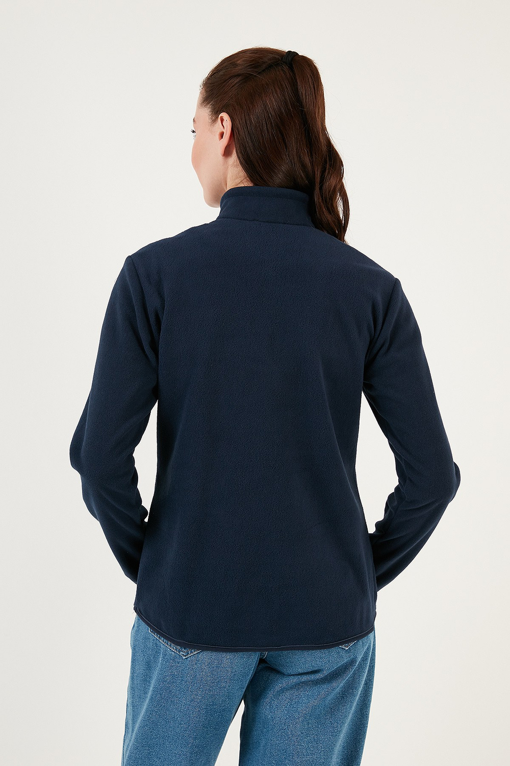 Slim Fit Yumuşak Dokulu Anti-Pilling Tüylenme Yapmayan Yarım Fermuarlı Kadın Polar 5907000 LACİVERT