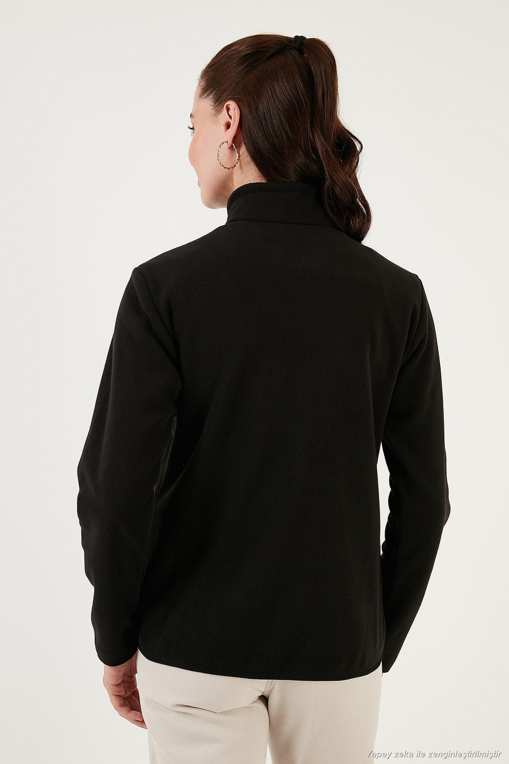 Slim Fit Yumuşak Dokulu Anti-Pilling Tüylenme Yapmayan 2li Paket Kadın Polar 590700200S2 SİYAH-HAKİ