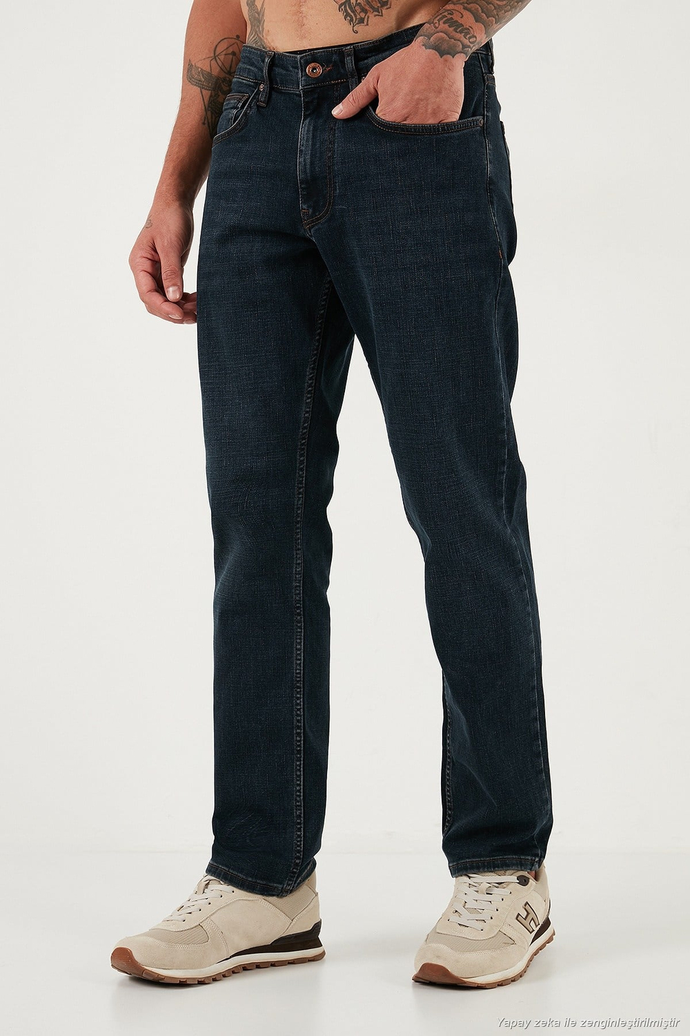 Streç Pamuklu Comfort Fit Yüksek Bel Boru Paça Jeans Erkek Kot Pantolon 4412C25TEXAS MAVİ