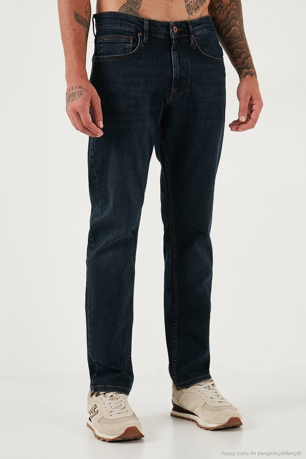 Streç Pamuklu Comfort Fit Yüksek Bel Boru Paça Jeans Erkek Kot Pantolon 4412C25TEXAS MAVİ