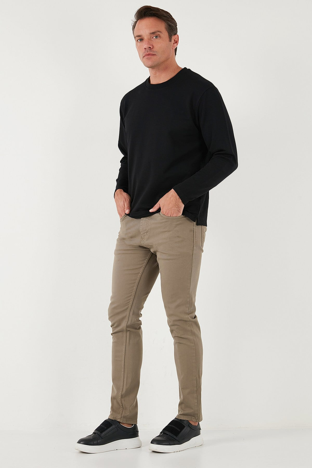 Streç Pamuklu Regular Fit Bisiklet Yaka Erkek Sweat 5905725 SİYAH