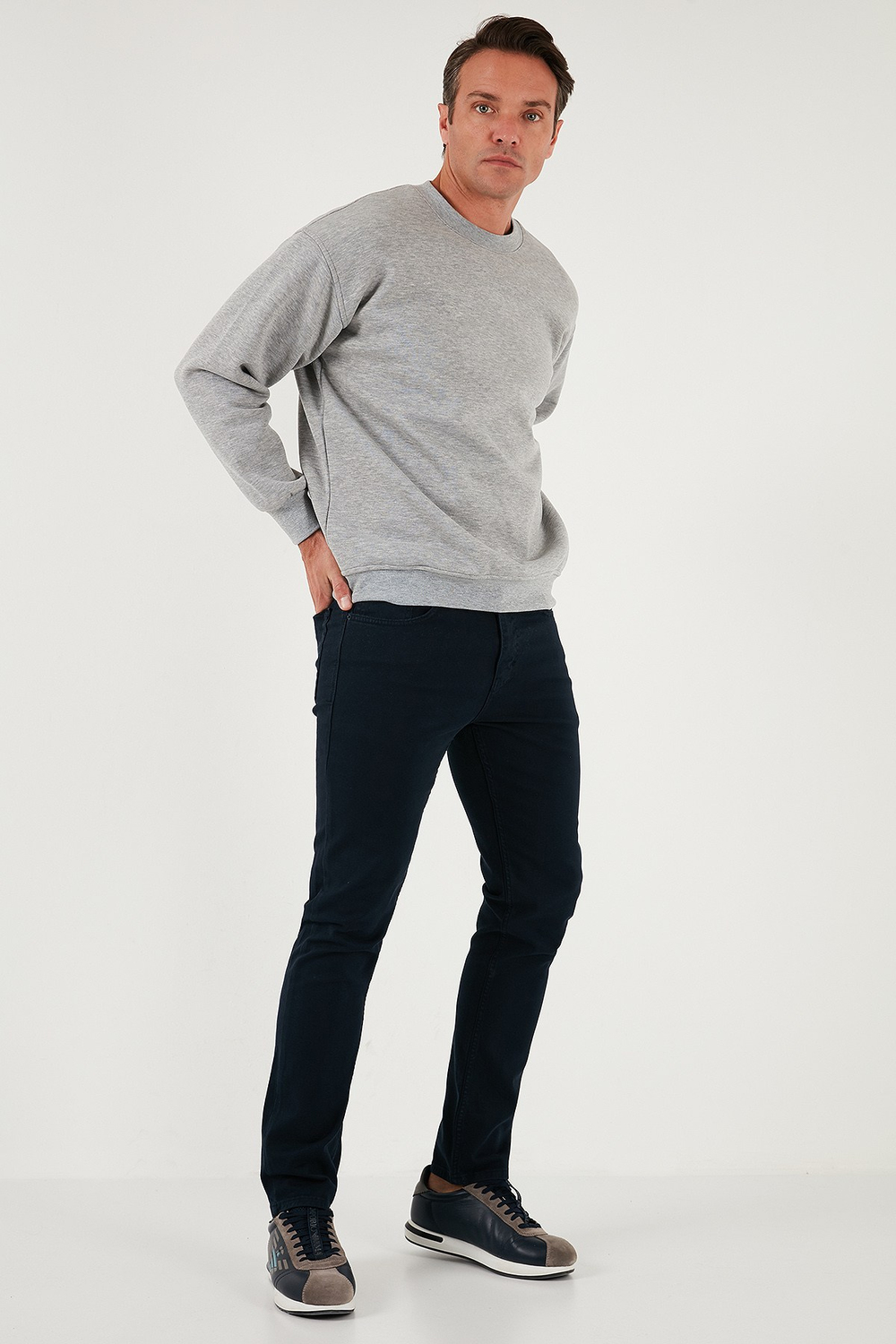 Streç Pamuklu Regular Fit Normal Bel Düz Paça Erkek Pantolon 674002 LACİVERT