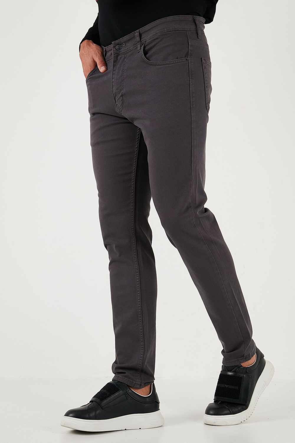 Streç Pamuklu Regular Fit Normal Bel Düz Paça Erkek Pantolon 674002 FÜME