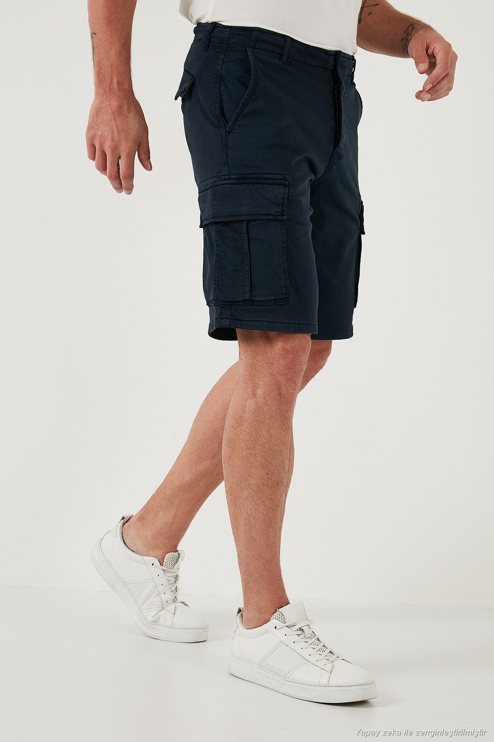 Streç Pamuklu Regular Fit Normal Bel Kargo Cepli Erkek Şort 4510S79MILAN İNDİGO