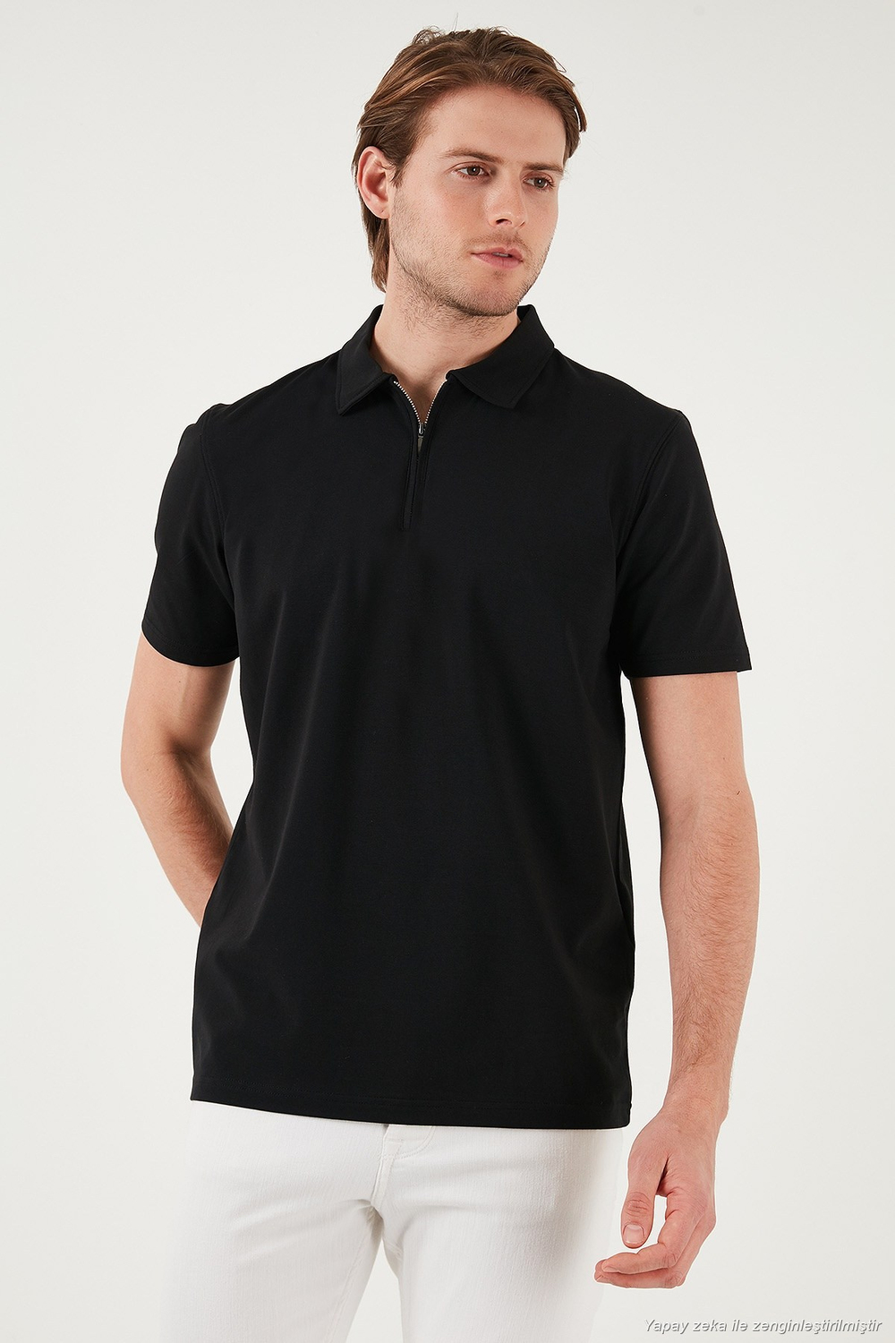 Streç Pamuklu Regular Fit Yarım Fermuarlı 3lü Paket Erkek Polo Yaka T Shirt 5902972S3 İndigo-İndigo-Siyah