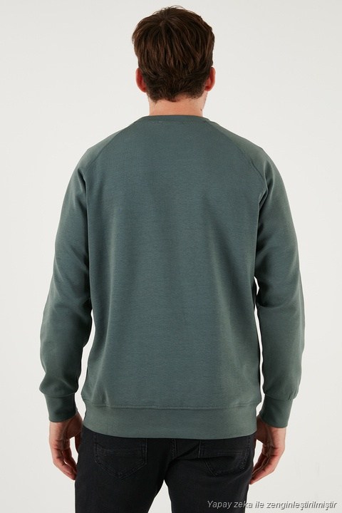 Streç Pamuklu Relaxed Fit Bisiklet Yaka 2li Paket Erkek Sweat 5901210S2 HAKİ-SİYAH