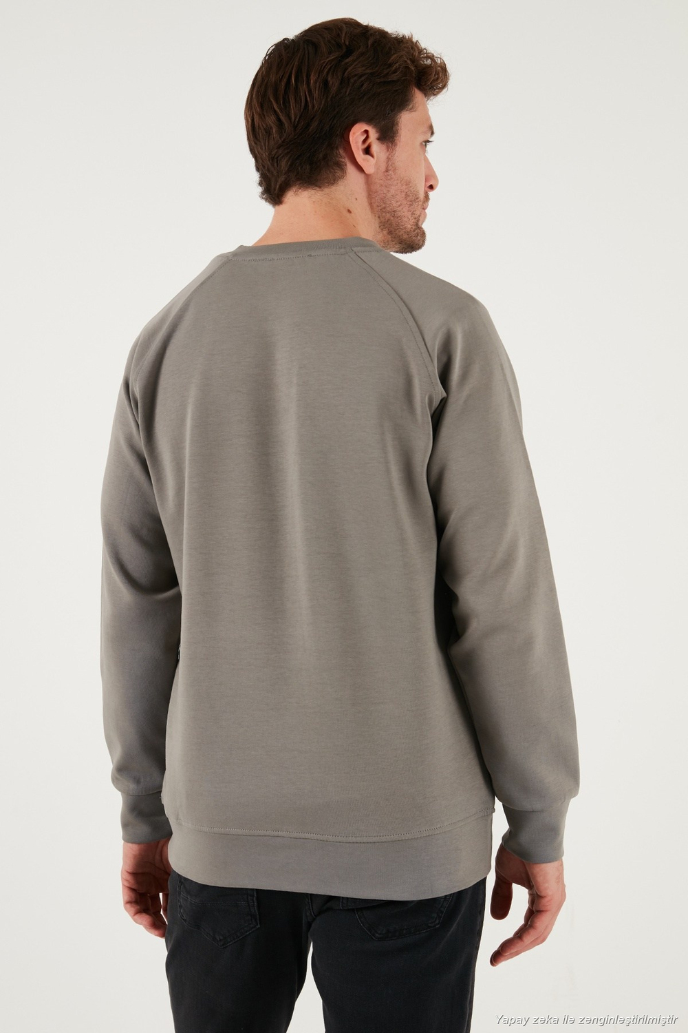 Streç Pamuklu Relaxed Fit Bisiklet Yaka 2li Paket Erkek Sweat 5901210S2 Taş-Açık Haki