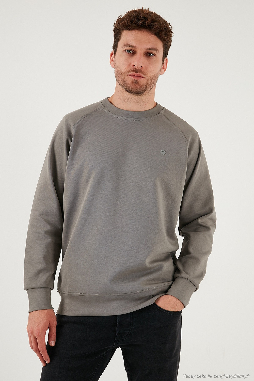 Streç Pamuklu Relaxed Fit Bisiklet Yaka 2li Paket Erkek Sweat 5901210S2 Siyah-Açık Haki