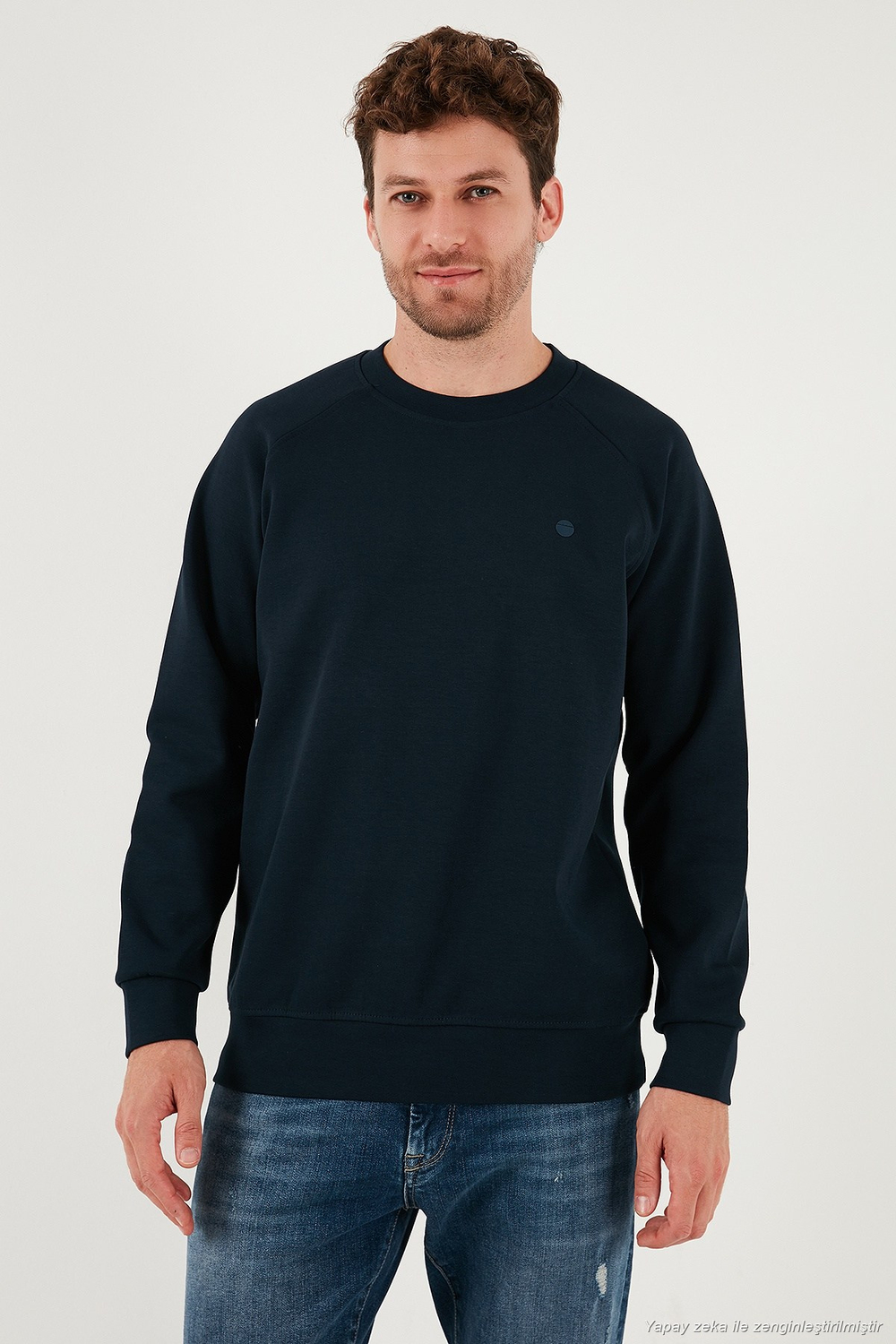 Streç Pamuklu Relaxed Fit Bisiklet Yaka 2li Paket Erkek Sweat 5901210S2 LACİVERT-TAŞ