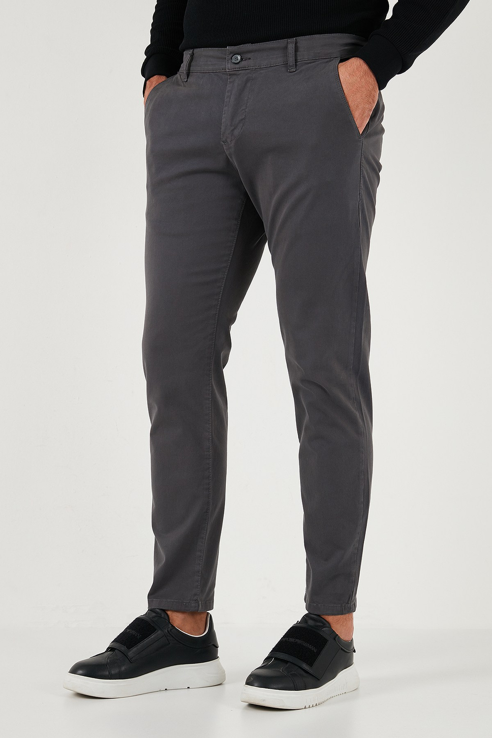 Streç Pamuklu Slim Fit Normal Bel Boru Paça Erkek Pantolon 674003 ANTRASİT