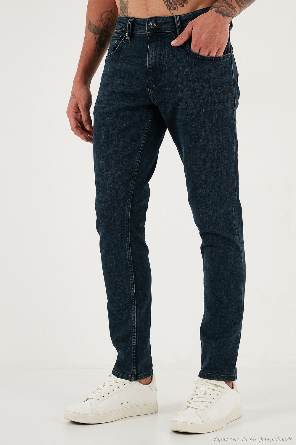 Streç Pamuklu Slim Fit Yüksek Bel Dar Paça Jeans Erkek Kot Pantolon 3300C46TOKYO MAVİ