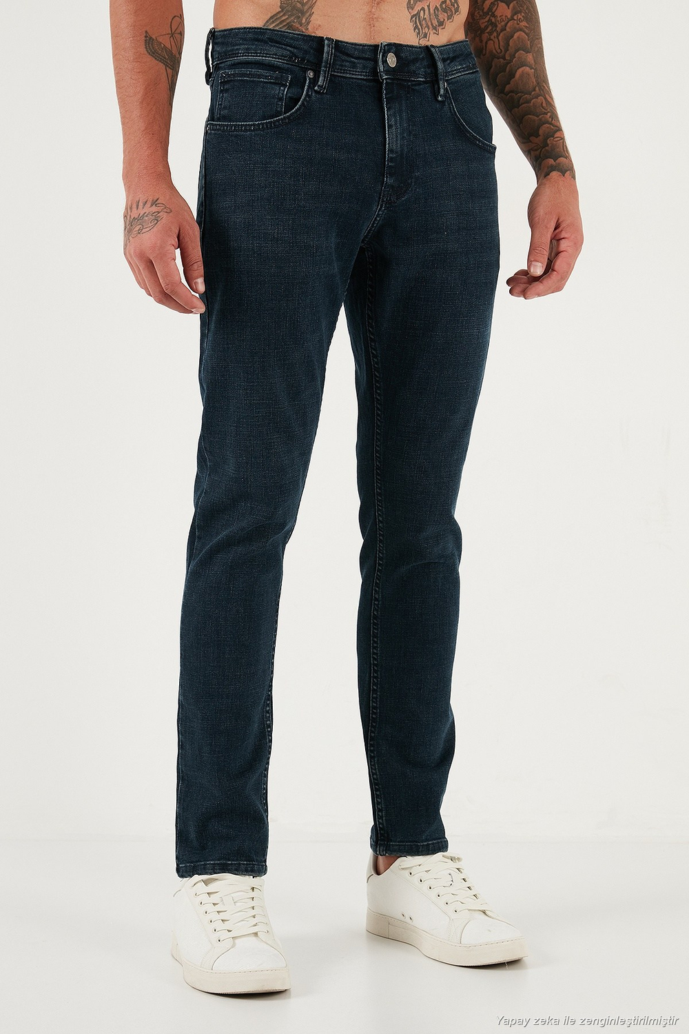 Streç Pamuklu Slim Fit Yüksek Bel Dar Paça Jeans Erkek Kot Pantolon 3300C46TOKYO MAVİ
