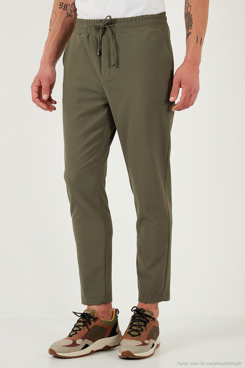 Streç Regular Fit Normal Bel Düz Paça Jogger Erkek Pantolon CF25617953 HAKİ