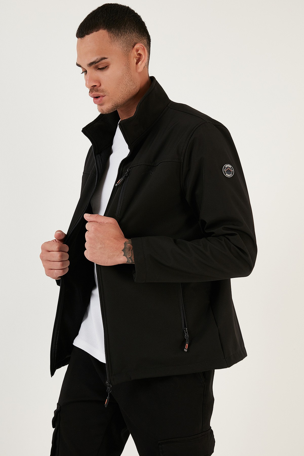 Su İtici Slim Fit Dik Yaka Softshell İnce Erkek Mont 649003 SİYAH