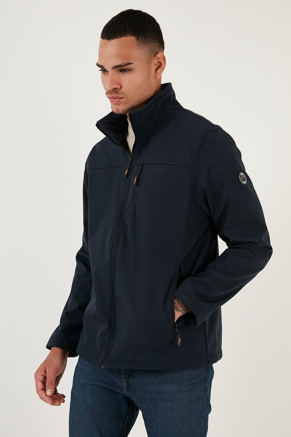 Su İtici Slim Fit Dik Yaka Softshell İnce Erkek Mont 649003 LACİVERT