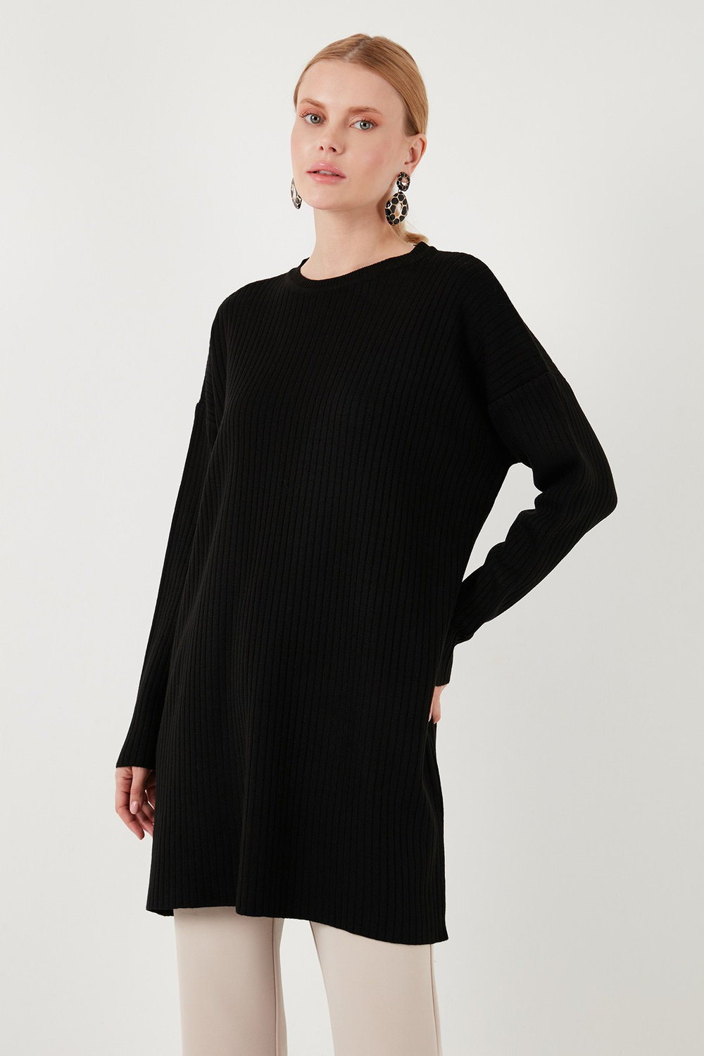 Triko Modest Bisiklet Yaka Kadın Kazak 4616152 SİYAH