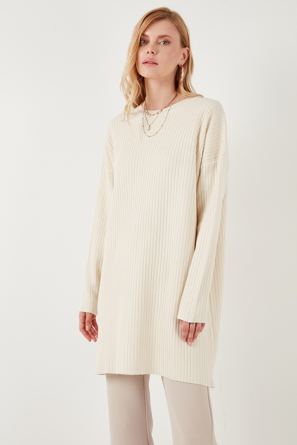 Triko Modest Bisiklet Yaka Kadın Kazak 4616152 KREM