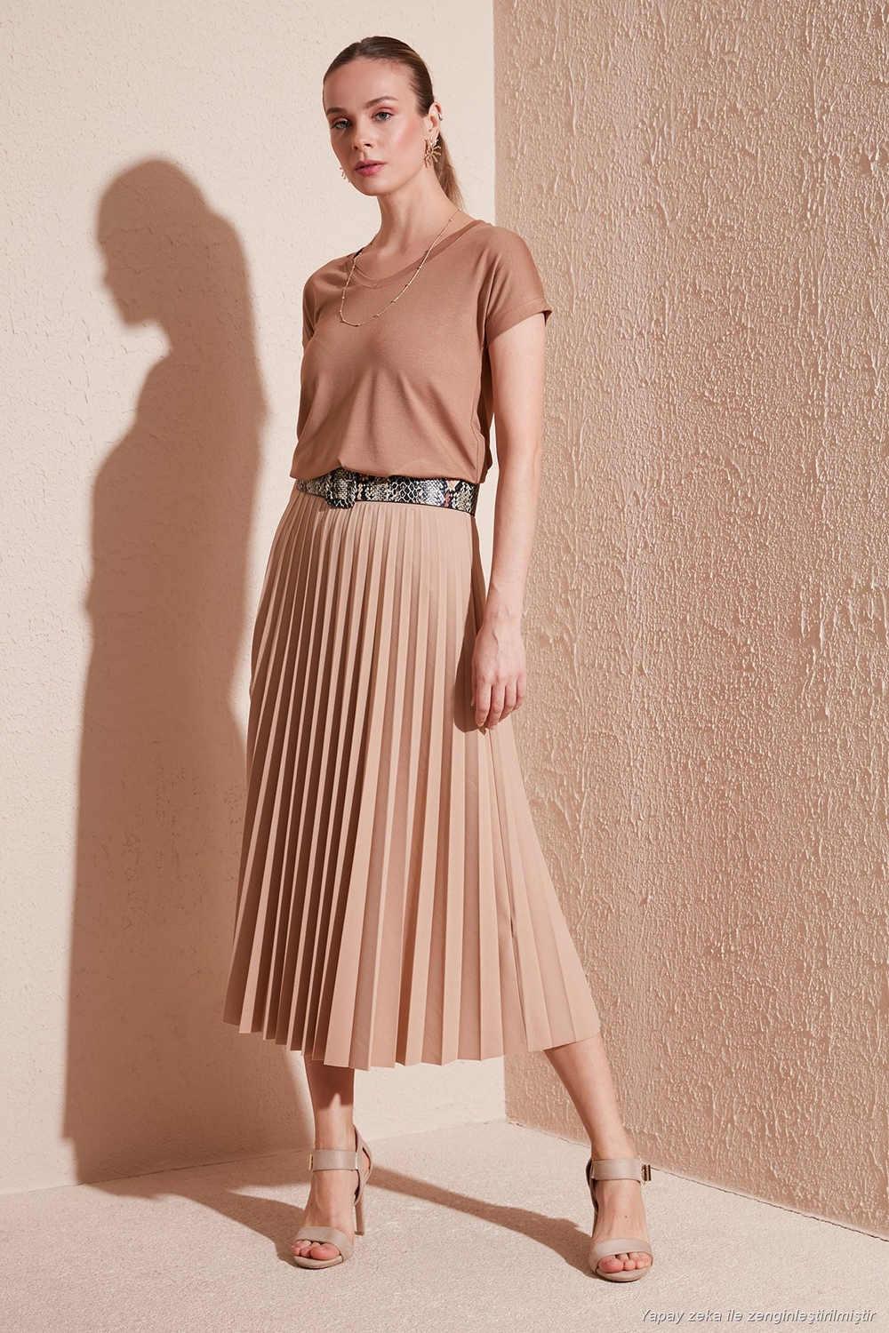 V Yaka Relaxed Fit Yırtmaç Detaylı 2li Paket Kadın Bluz 5862000S2 Ekru-Bisküvi