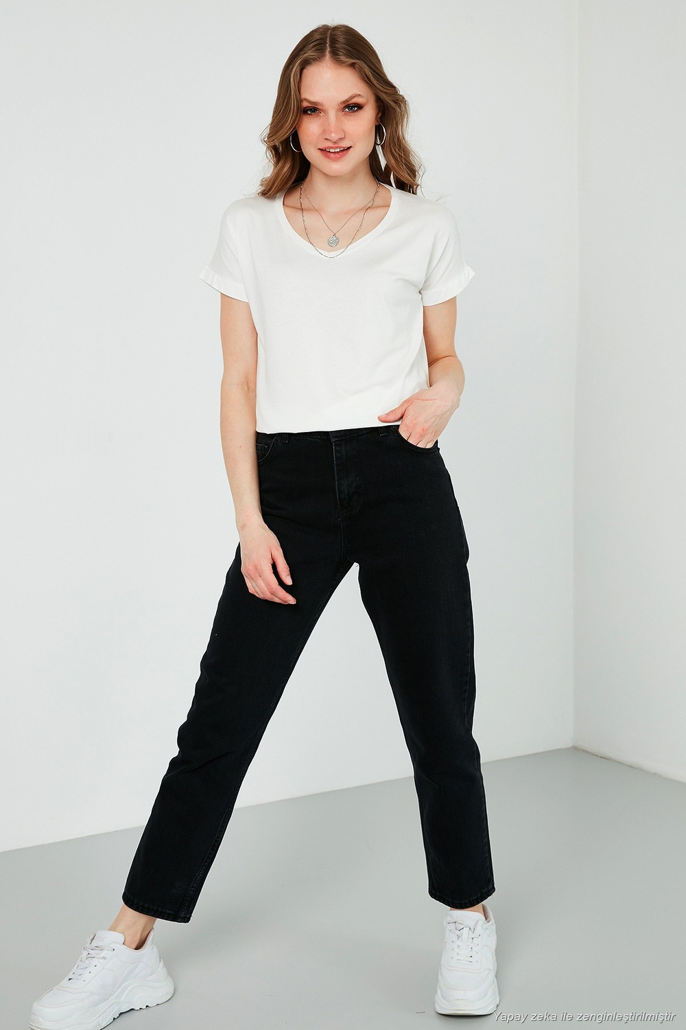V Yaka Relaxed Fit Yırtmaç Detaylı 2li Paket Kadın Bluz 5862000S2 EKRU-VİŞNE