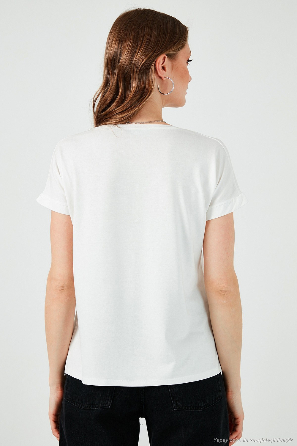 V Yaka Relaxed Fit Yırtmaç Detaylı 2li Paket Kadın Bluz 5862000S2 Ekru-Saks