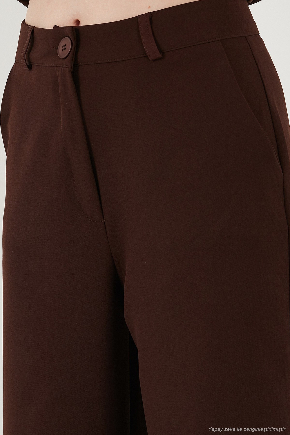 Wide Leg Orta Yüksek Bel Bol Paça Kumaş Kadın Pantolon 6522974 KAHVE