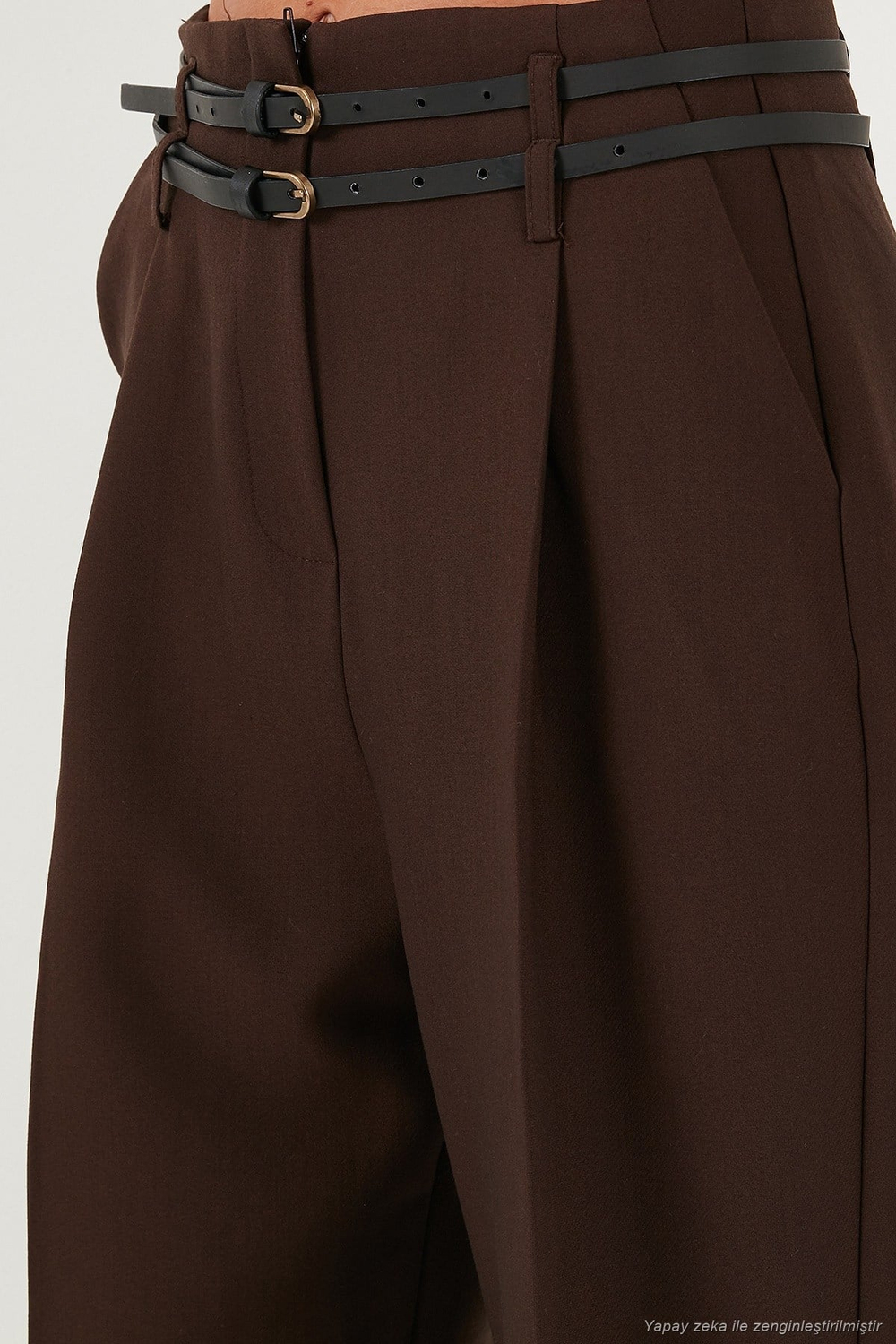 Wide Leg Yüksek Bel Geniş Paça Kemerli Kadın Pantolon 68351245 KAHVE
