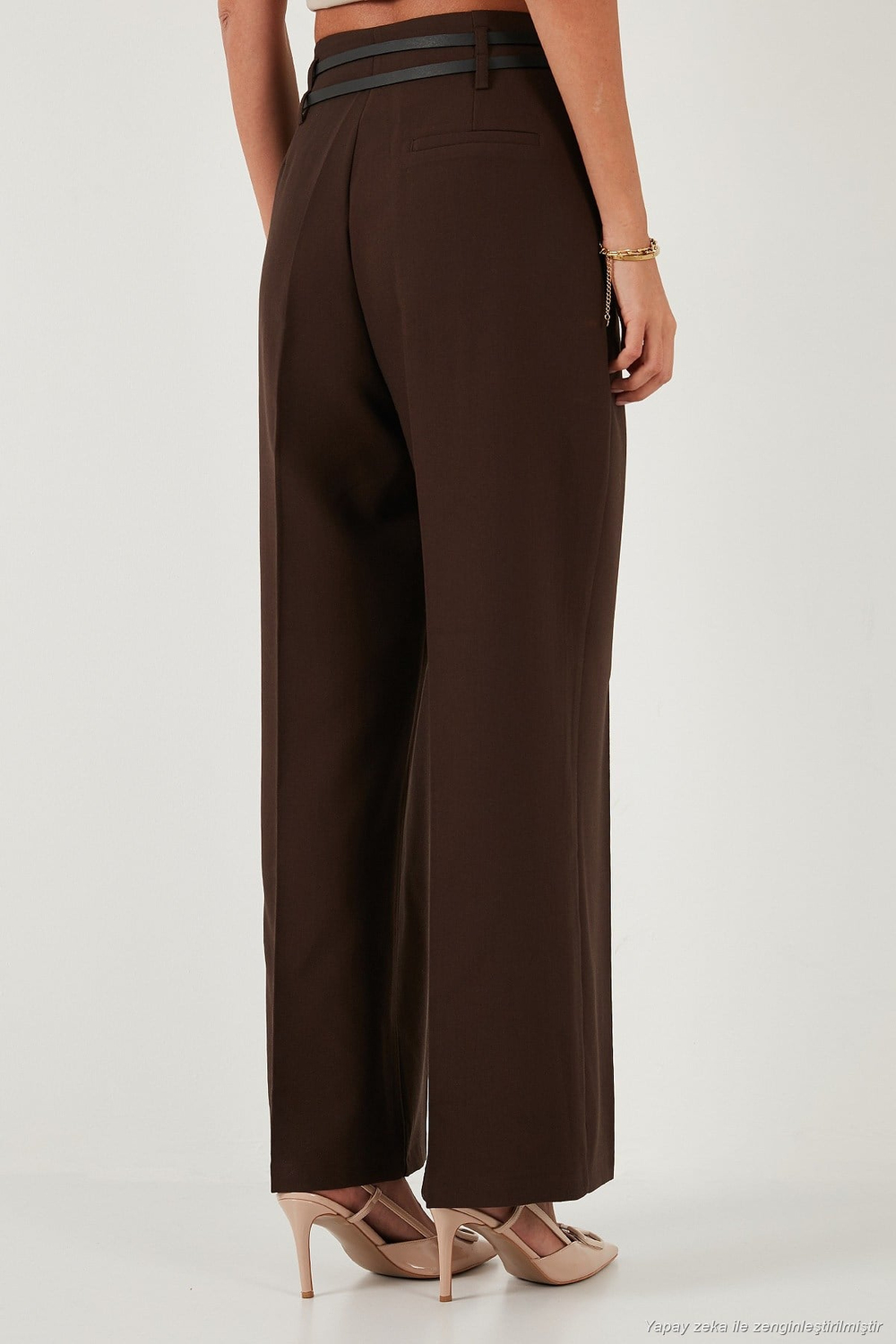 Wide Leg Yüksek Bel Geniş Paça Kemerli Kadın Pantolon 68351245 KAHVE