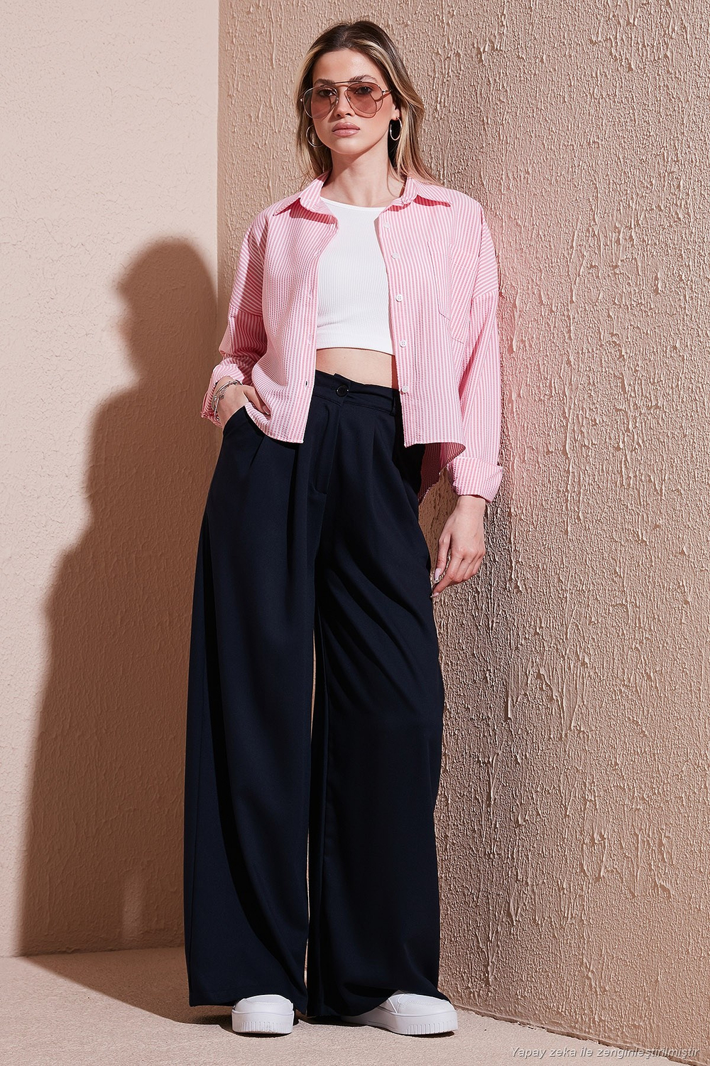 Wide Leg Yüksek Bel Geniş Paça Palazzo Kadın Pantolon 5866290 LACİVERT