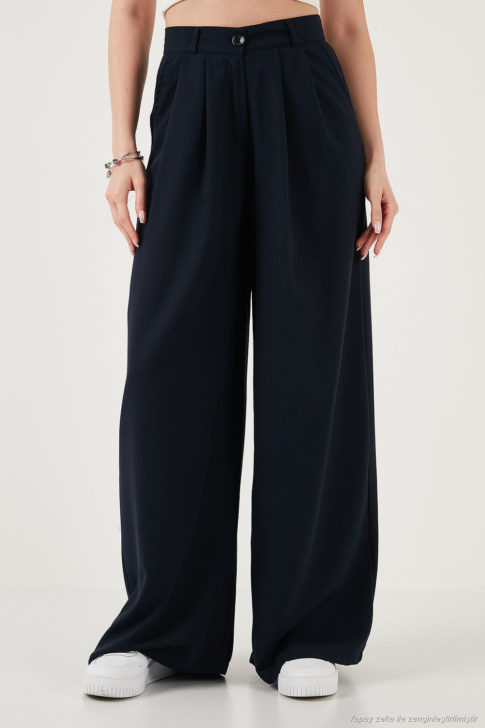 Wide Leg Yüksek Bel Geniş Paça Palazzo Kadın Pantolon 5866290 LACİVERT